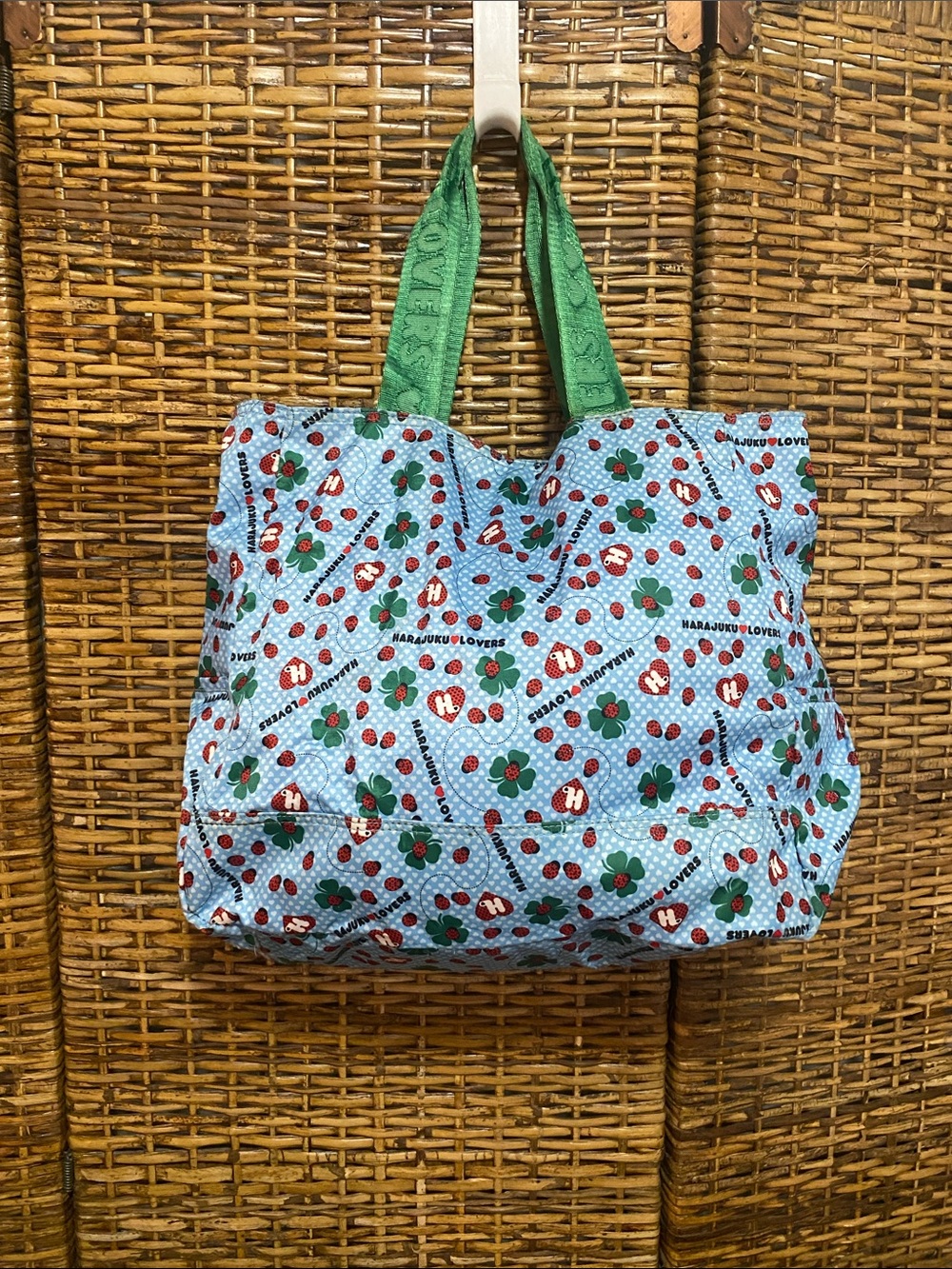 NWOT Harajuku Lovers Four leaf clover ladybug red green blue Tote Bag